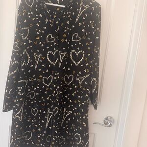 Karl Lagerfeld Black Dress with Heart and Eiffel Tower Print